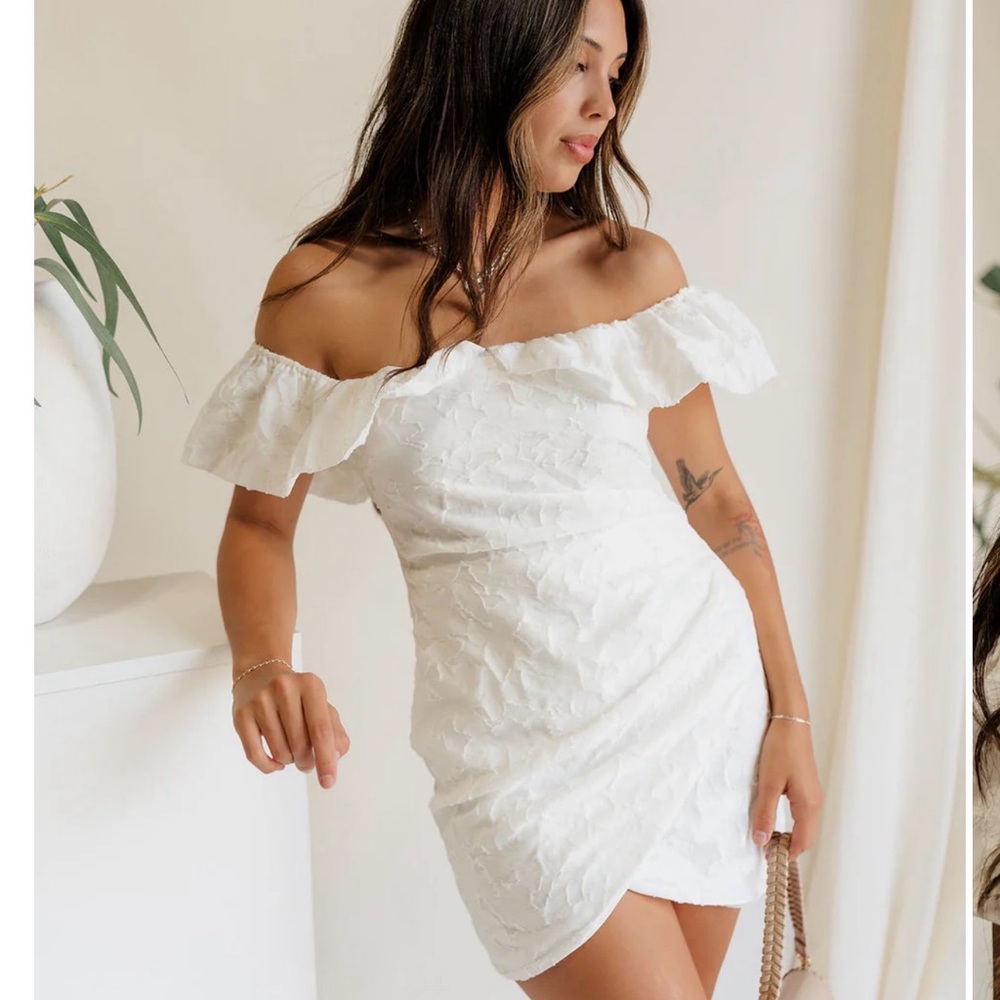 Lena Off-Shoulder White Mini Dress